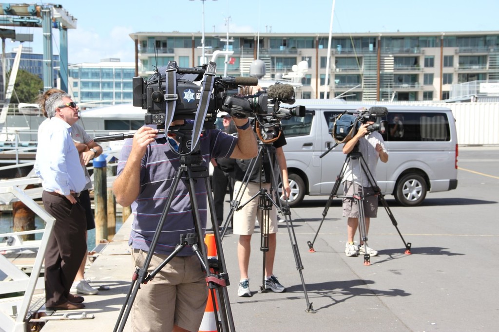 Local media on hand - Prada AC45 launch - 16 January 2012, Auckland © Richard Gladwell www.photosport.co.nz
